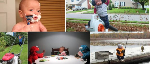 Bîiețel adorabil a cărui poze au fost modificate de tată în Photoshop