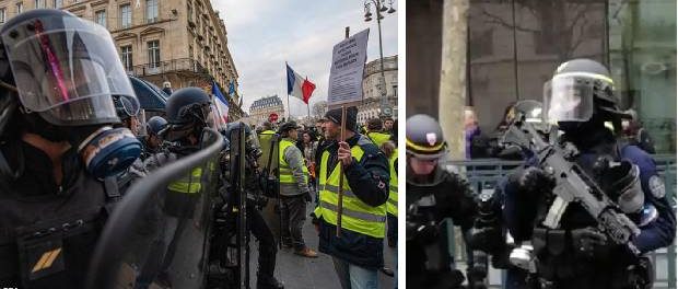 Poliția franceza înarmată cu muniție de război