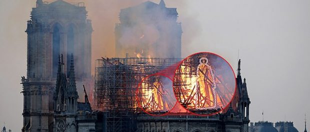 Figura lui Iisus Hristos apare în flăcările de la Notre Dame