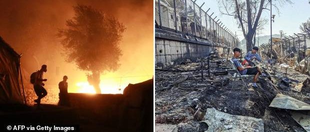 Imigranții au dat foc taberei de refugiați de pe insula Lesbos