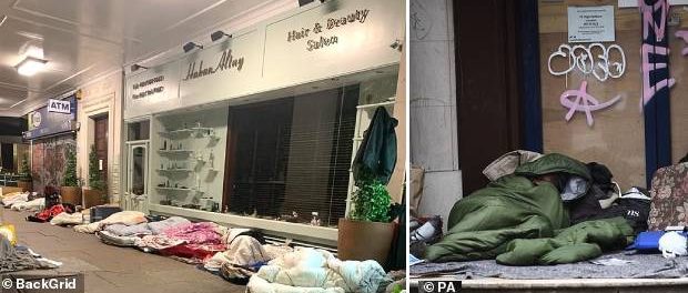 „Românii” fără adăpost dorm pe saltele improvizate și cutii de carton